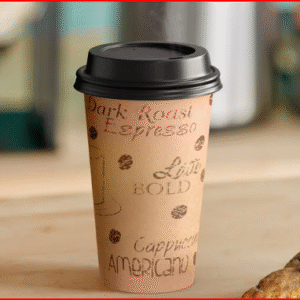 Choice 16 oz. Cafe Print Poly Paper Hot Cup and Lid - 100/Pack