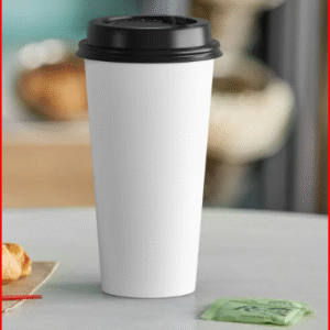 Choice 20 oz. White Poly Paper Hot Cup and Lid - 100/Pack