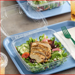 Choice 8" x 8" x 3 3/8" Clear Hinged PET Plastic Clamshell Container - 200/Case