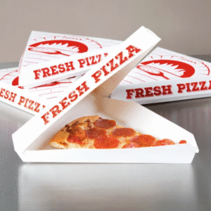 Choice White Clay Coated Clamshell Pizza Slice Box - 20/Pack