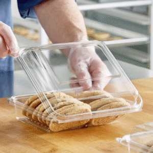 Placon Clear PET Bakery Container with Hinged Low Dome Lid - 200/Case