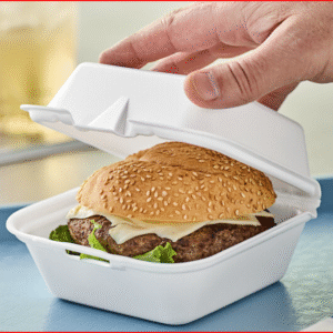Dart 60HT1 White Foam Hinged Lid Container 6" x 6" x 3" - 500/Case