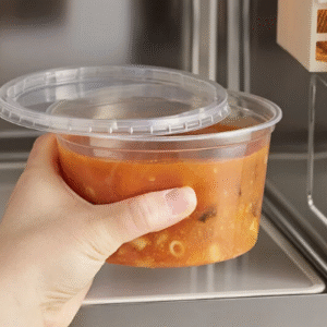 16 oz. Customizable Microwavable Translucent Round Deli Container and Lid Combo Pack - 250/Case
