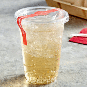 Plastic Cold Cup with Flat Lid, Tamper Evident Drink Label, and Band - 1000/Pack